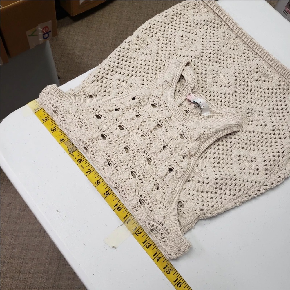 Free People FP Beach Beige Crochet Mini Dress Coverup - Picture 11 of 11